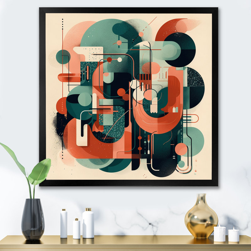 Colours of Progress I - Modern Midcentury, impressions sur toile, H 30 po x l 30 po x P 1 po, Cadre photo noir