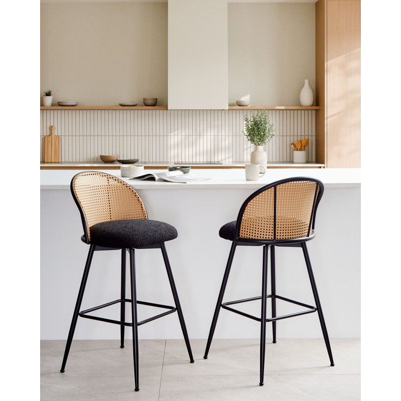 Set of 2 Bar Chairs NATHAN Swivel, 66", Black