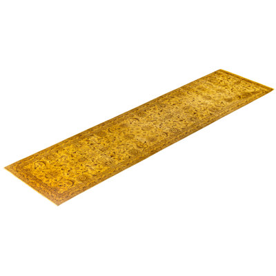 Overdyed Hand-Knotted Wool Modern-Contemporary Gold Runner 2' 7" x 10' 3"