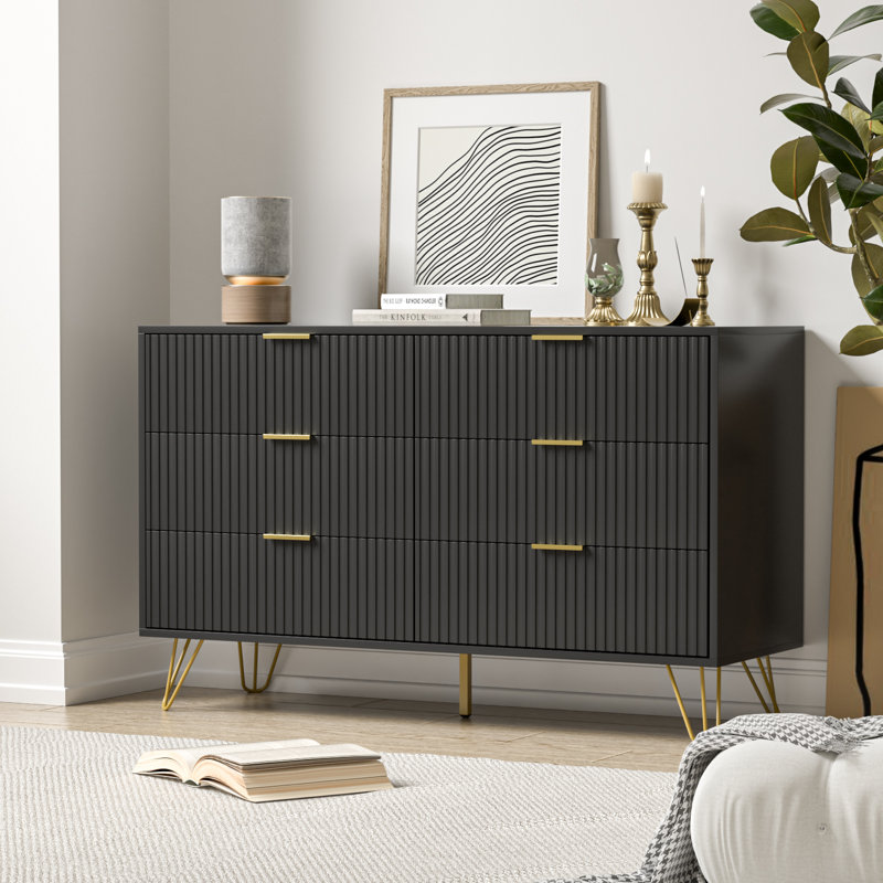 Commode 6 tiroirs Sybrand, Noir, noir, noir, noir
