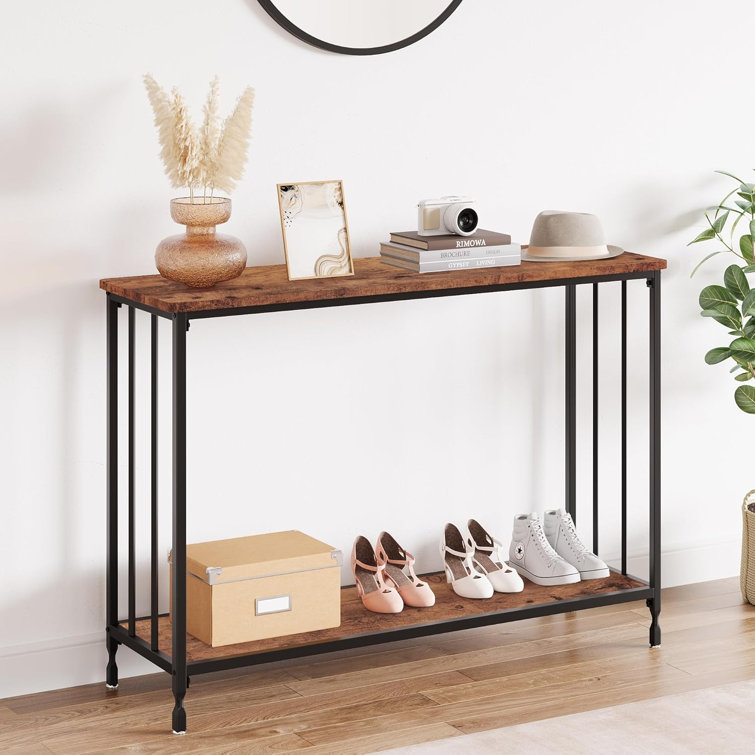 Console Table - Glass Shelf, Metal Frame