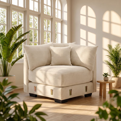 UI Furniture 46" W x 46" D x 46" H Corduroy Modular Corner Chair Sectional Sofa