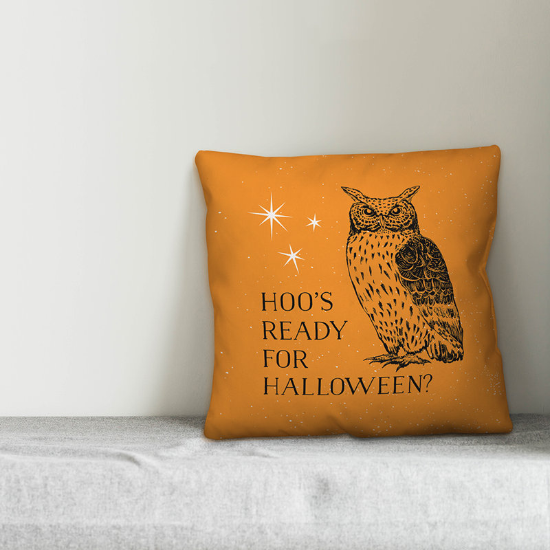  Coussin Hoo's Ready for Halloween, Utilisation intérieure/extérieure, 18 po x 18 po