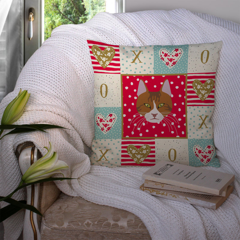 Housse et insert de coussin carré d'extérieur Cat Love, Aegean