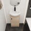 Lavabo de salle de bain autoportant - Contreplaqué, trop-plein élégant pour matériaux 18 ", blanc brillant