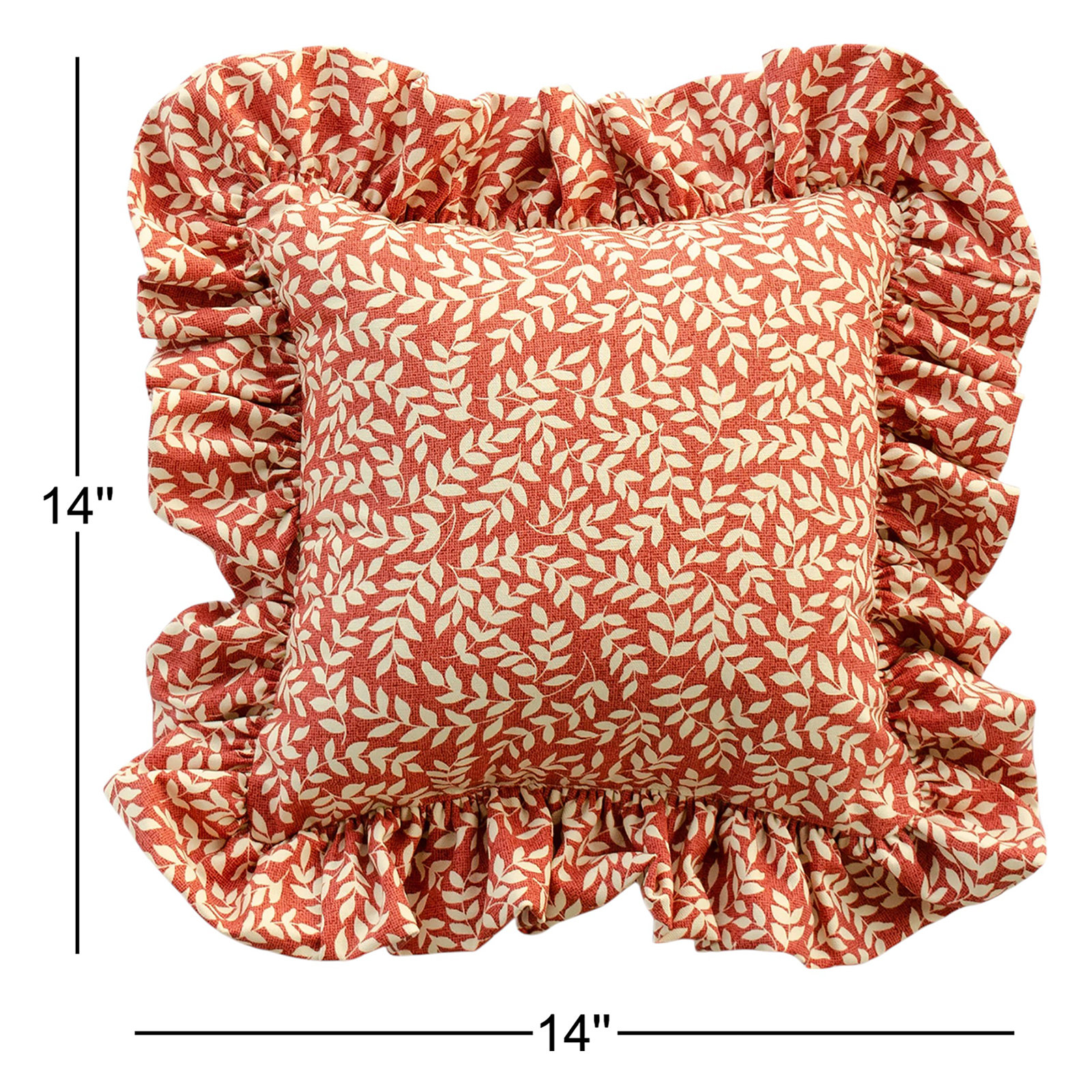 Zekia Ruffled Cotton Throw Pillow, Red
