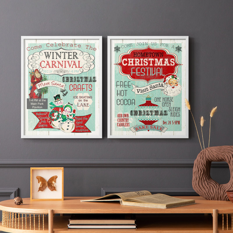 Bright Christmas Carnival - reproduction encadrée de qualité supérieure - prête à être accrochée - aucun clou requis - aucun clou requis