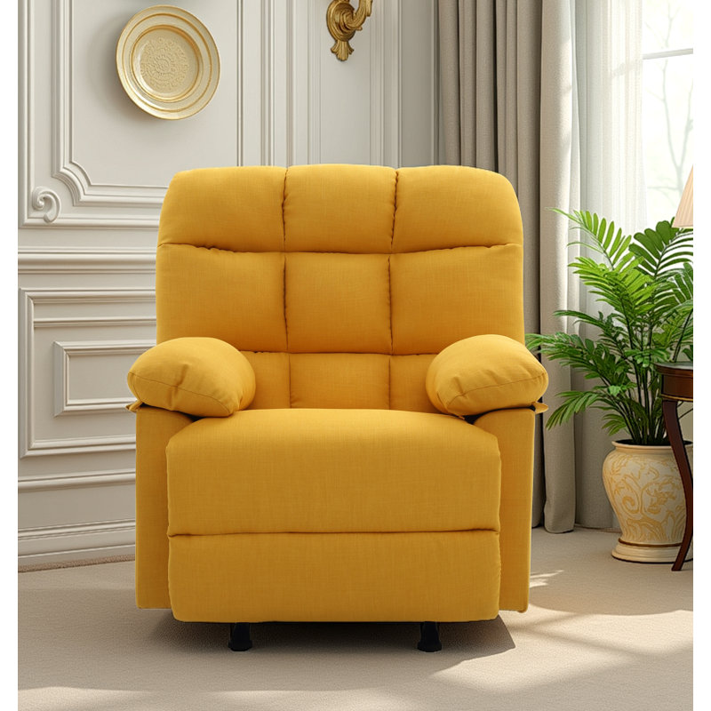 Fauteuil inclinable et berçant en tissu Tampere, Jaune