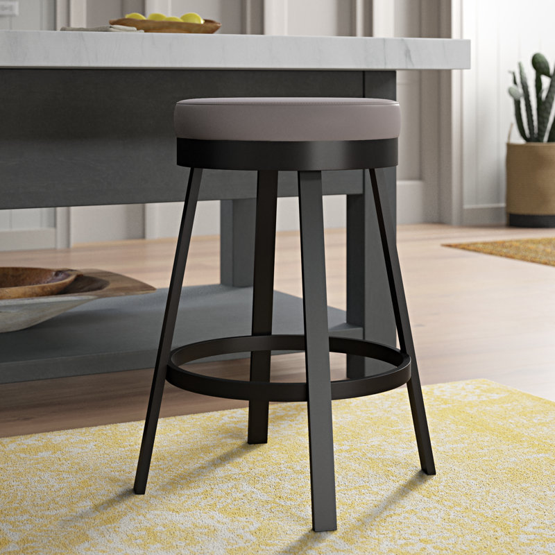 Dealba Counter & Bar Stool, Warm Gray, Textured Dark Brown, Counter Stool (26" Seat Height)