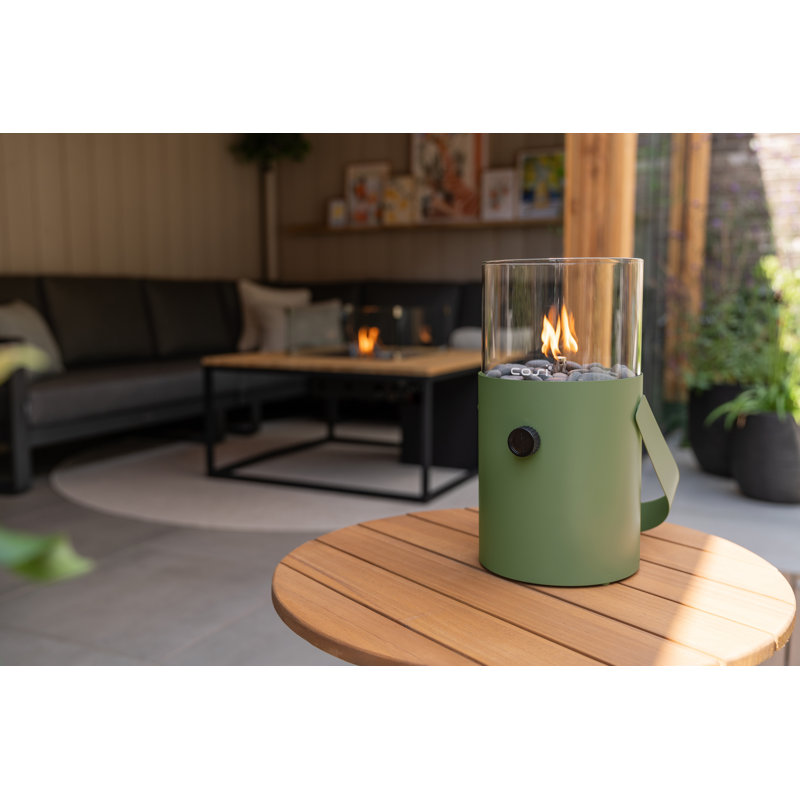 Himanshu Metal Propane Outdoor Tabletop Fireplace with Flame Guard, Terra Brown