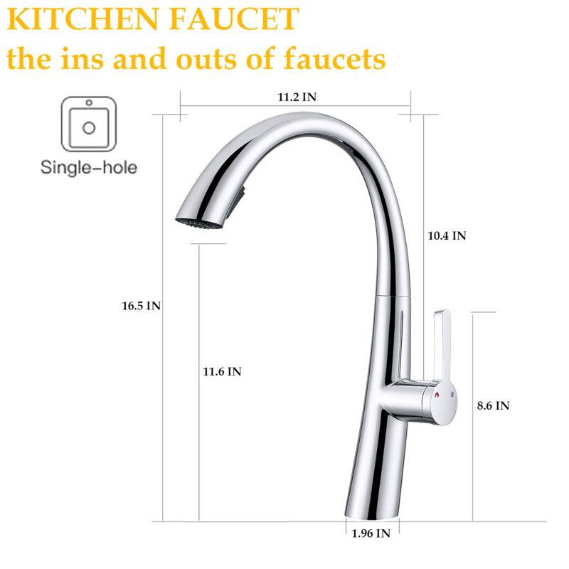 Stainless Steel Pull Out Kitchen Faucet, Chrome