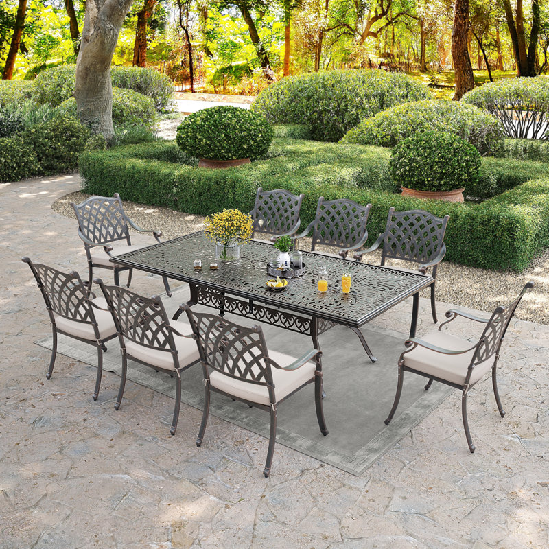 Ensemble repas extérieur pour 8 personnes L 86,4 po Amechi, Beige