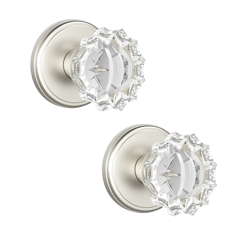 Coolnews Retro Elegant Series - Round Crystal Dummy Door Knobs, Satin Nickel