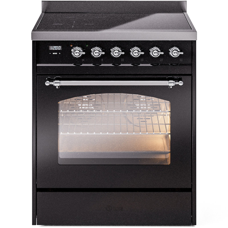 ILVE Nostalgie II 30 in Induction Range, Glossy Black/Chrome