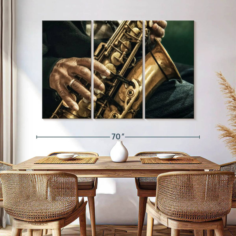 Vieux saxophoniste Abarca, H 24 po x l 38 po