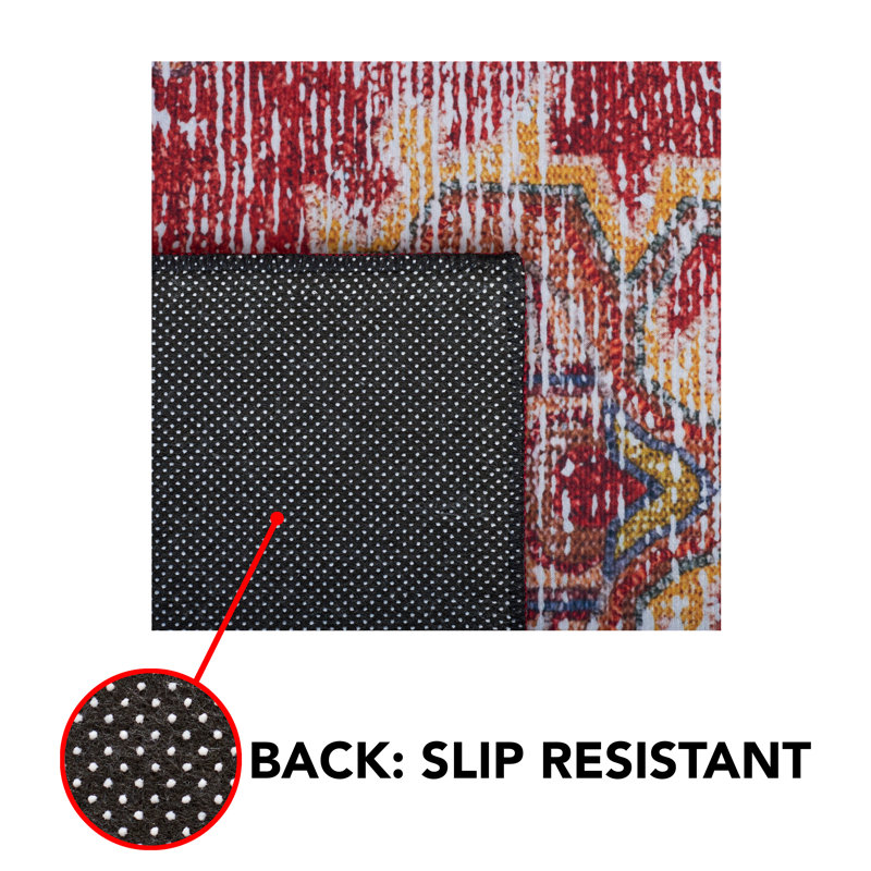 Ziebarth 161 M/W S/R Area Rug In Red / Navy, Square 6'
