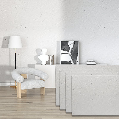 4-pack 3d Faux Stone Wall Panels 24"x48", Flexible Mcm Wall Cladding Sheets, Covers 31 Sq.ft., Bendable Decorative Wall Covering, For Living Room, Bedroom, Fireplace, Kitchen, Office, Hotel Background Decor, Travertine Stone White
