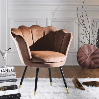 Fauteuil demi-tonneau en velours 28,35 po Willington