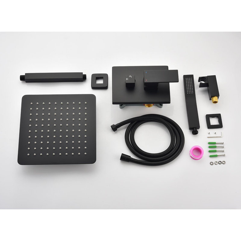 12" Shower Head System Ceiling Mounted Shower, Matte Black