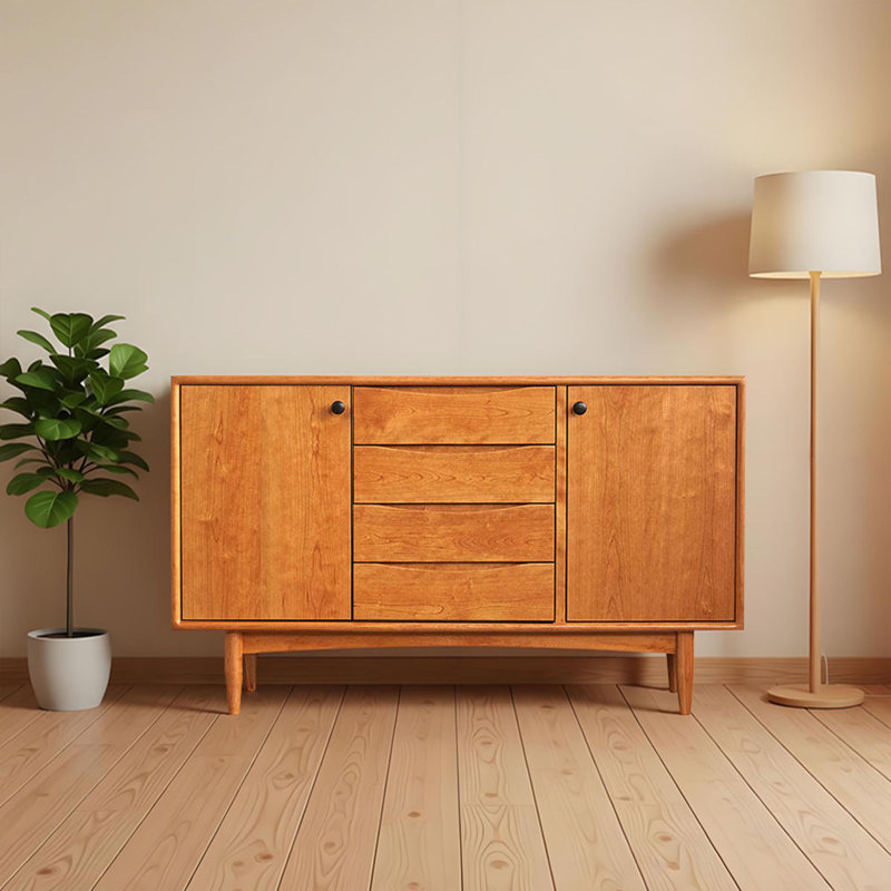 Multi-functional solid wood sideboard