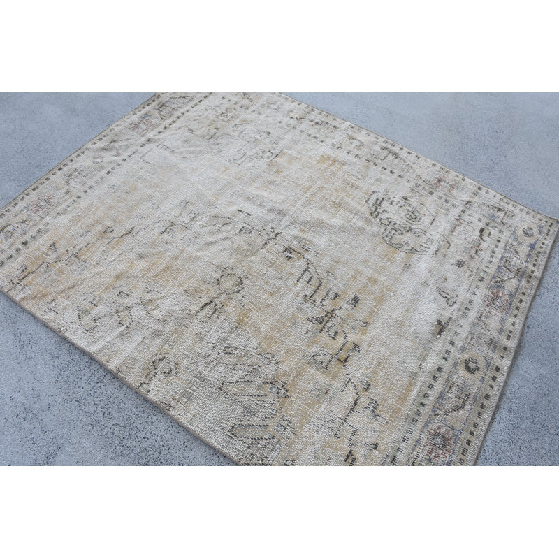 Tapis beige en laine Vintage Patchwork 56,7 x 70,1 po