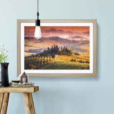 View over Tuscany in Italy in Abstract - Picture Frame Graphic Art Print