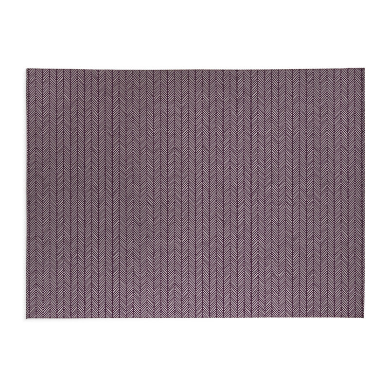 Chevron Stripe Low Profile Kitchen Mat, Rectangle 4' x 6', Eggplant