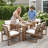 Rustic Patio Table And Chairs Set For 6 - Outdoor Dining Furniture With Umbrella Hole, Durable Wooden Frame, Cushions Included-829574778