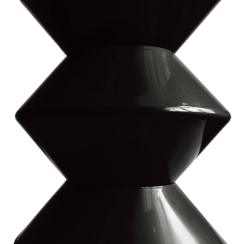 15" Wide Side Table In ABS Plastic With Double-Hourglass Design Michailo Collection, Black