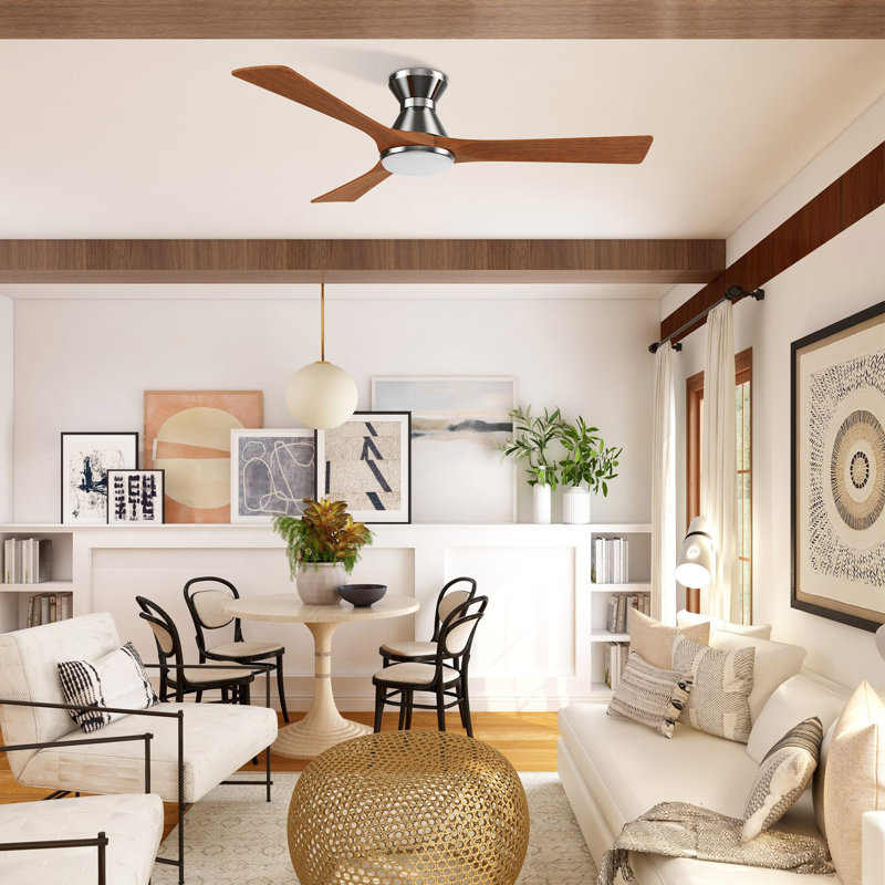 52'' Smart Solid Wood Ceiling Fan With Remote, Light Kit IncludedWorks With Google Assistant And Amazon Alexa,Siri Shortcut.