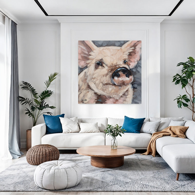 Benny le cochon, art animalier contemporain, H 48 po x l 48 po