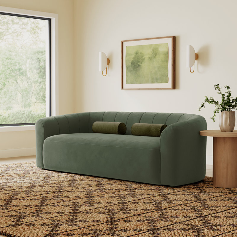 Augustine Upholstered 89'' Sofa, Soren Olivine Performance Velvet