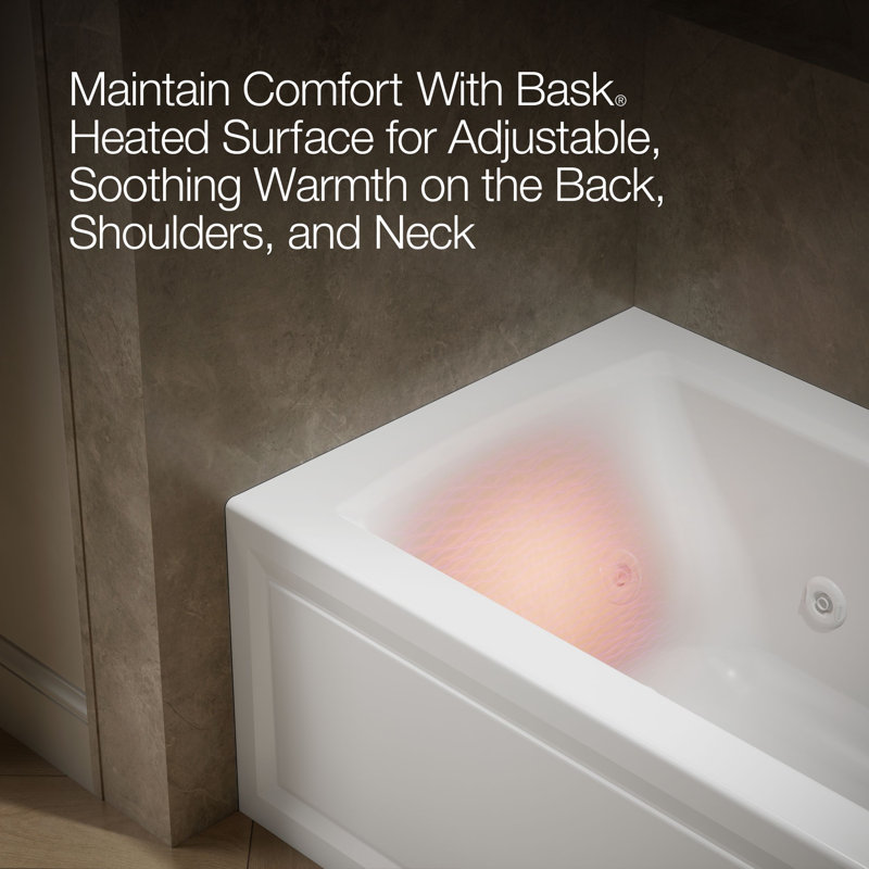 Archer® 60" x 30" Alcove/Tile in Whirlpool Acrylic Bathtub, White, Right