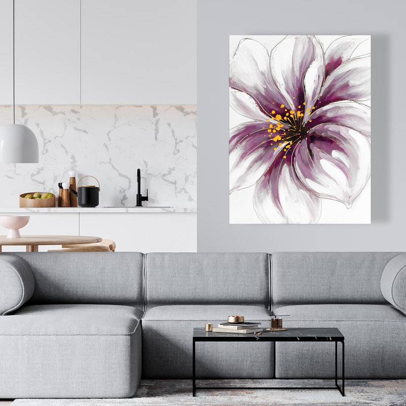 Orchidée mauve - toile grise pour une décoration élégante