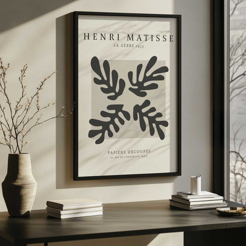 La Gerbe en noir Matisse, reproduction d'affiche dans un cadre en érable, 10 po x 8 po, H 11,25 po x l 9,25 po, Or brossé