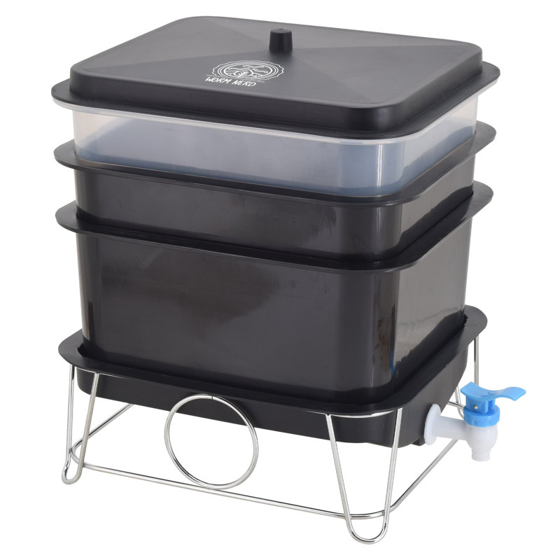 4 gallons Bac à vers en plastique, Noir