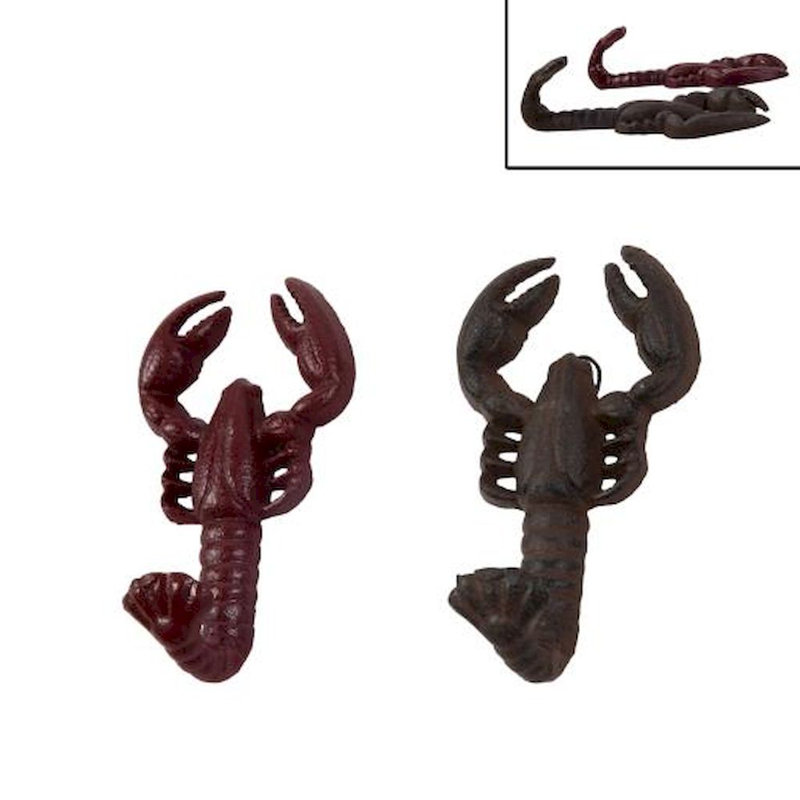 Ensemble de 2 crochets muraux homards bruns et rouges