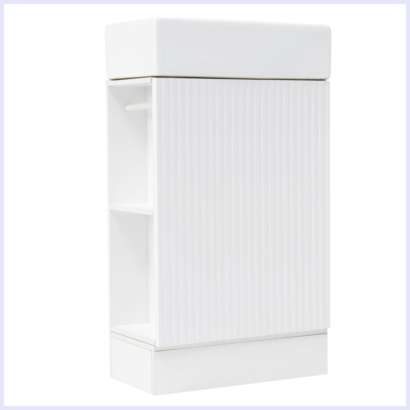 Meuble-lavabo moderne avec tablette à deux niveaux, Blanc