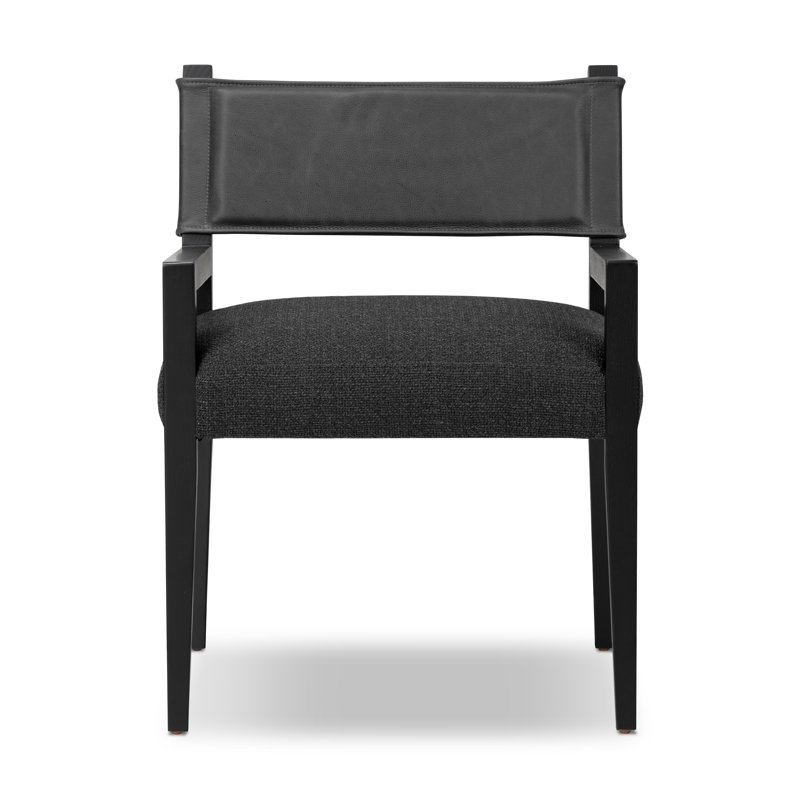 Ferris Dining Armchair, Black Polyester/Polyester Blend, Black Ash
