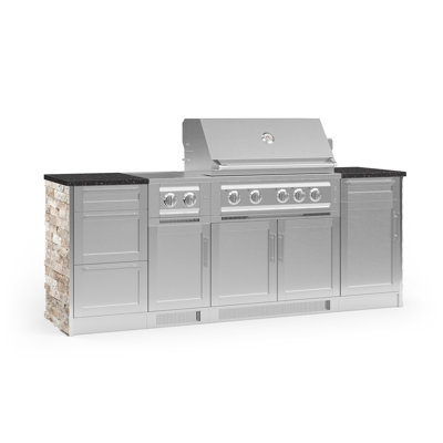 Outdoor Kitchen Signature Series 8 Piece Cabinet Set with 36 in. Natural Gas Platinum Grill -  NewAge Products, 68690