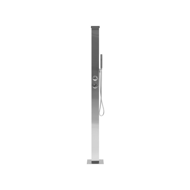 Brodsky Temperature Controlled Stainless Steel Free Standing Outdoor Shower with Detachable Shower Head and Footwash Spout