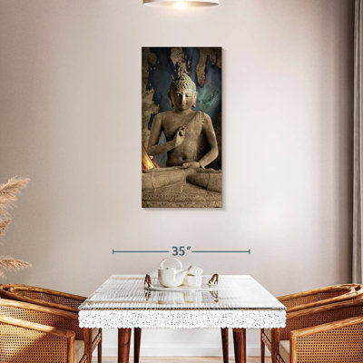 Ancienne impression sur toile Bouddha en pierre