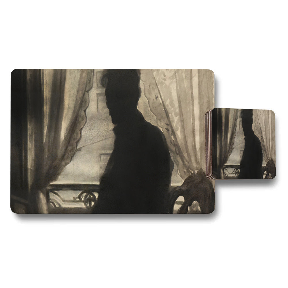 Monochrome Silhouette Window Portrait Placemat And Coaster Set