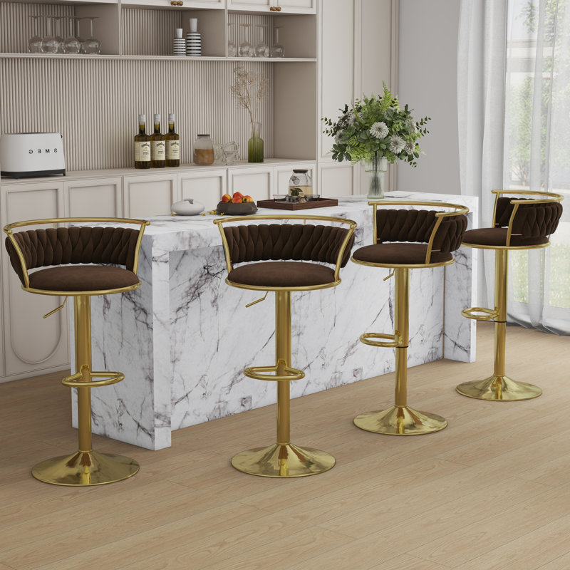 Tabouret de bar Christal, Café, Or