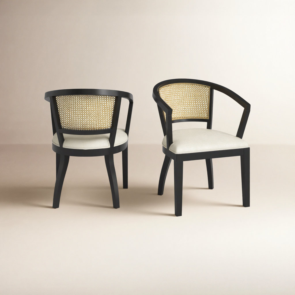Ashia Dining Armchair, Cream/Black