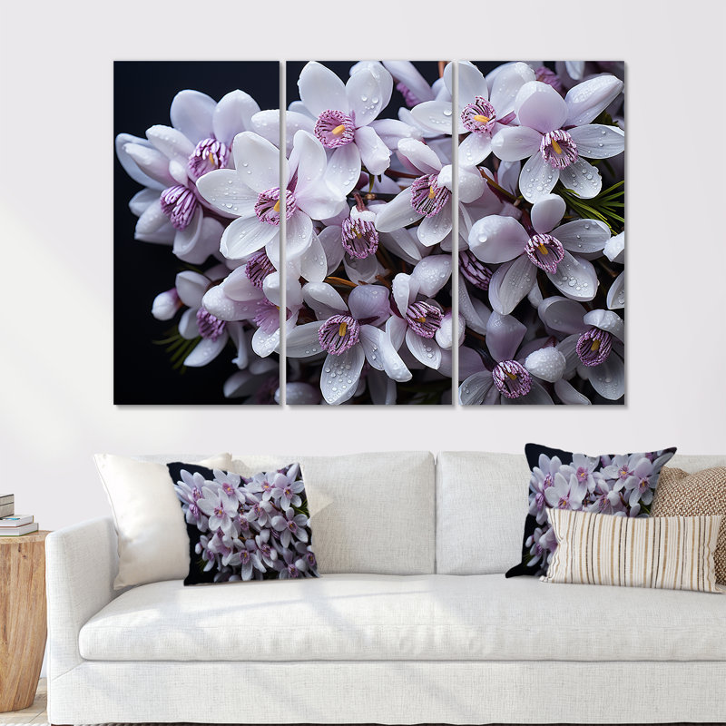 Lavande, neige, hiver, fleur I - ensemble de décorations murales, H 32 po x l 48 po x P 1 po