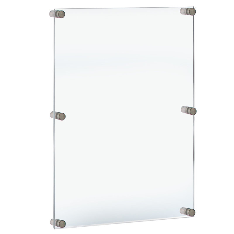 Cadre mural flottant en acrylique avec capuchons, Argent argent, H 44 po x l 34 po