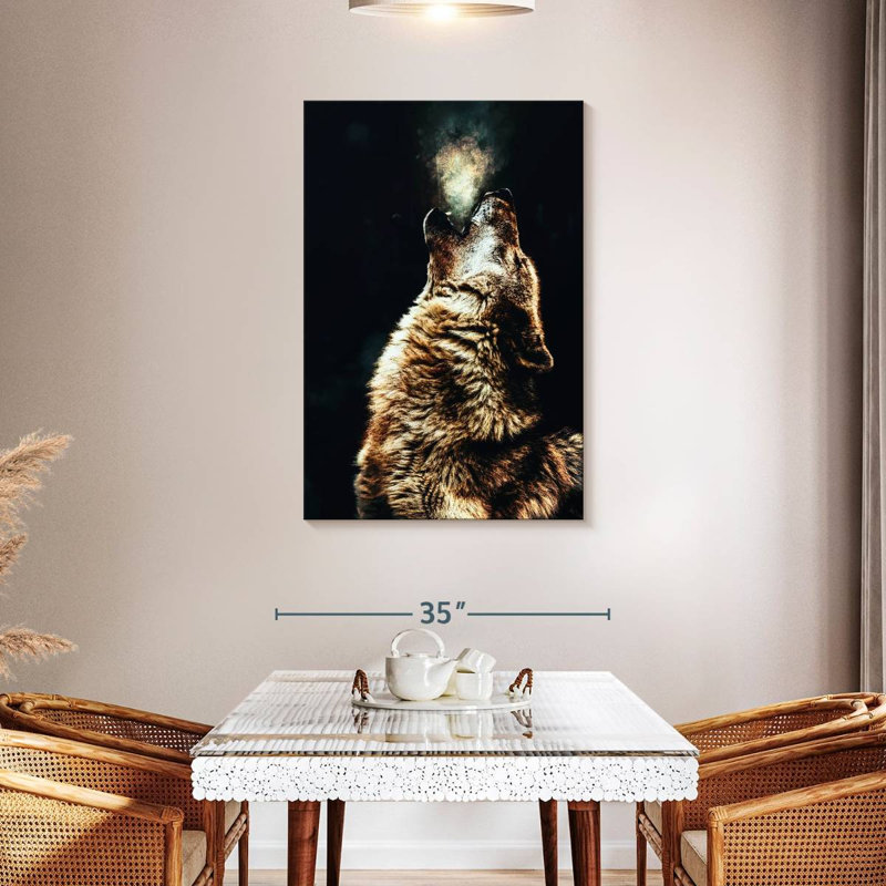 Brampt Dark Howling Wolf, 45" H x 30" W