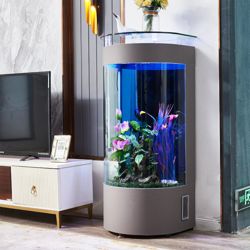 Aquarium en verre sur pied 23,62 po, 63,4 gallons (H 54,33 po x l 23,62 po x P 19,69 po, Gris