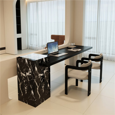 Black Rectangular Solid + Manufactured Wood+Acrylic desk